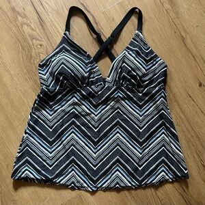 Vintage Mossimo Swim Tankini Top // blue striped 2000s y2k babydoll cami
